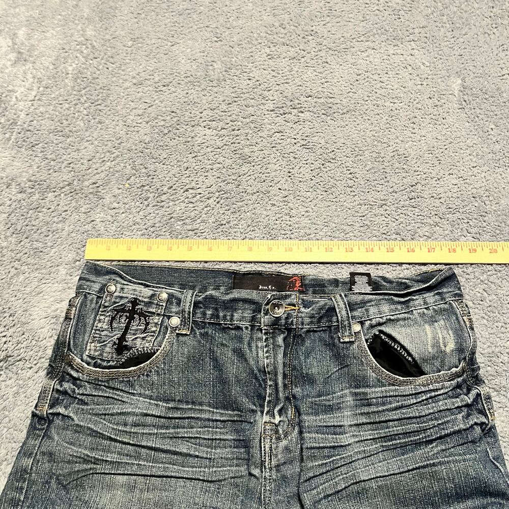 Agile Shorts Mens 34 Blue Denim Jean Shorts Jorts Cross Zipper Casual Grunge - Picture 10 of 10